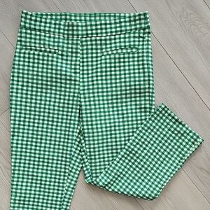 Jules & Leopold Spring Green Gingham High Rise Slim Leg Trousers, Small